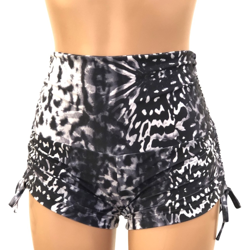 High Waist Hot Yoga sexy shorts side string Black White SXYfitness Made in USA